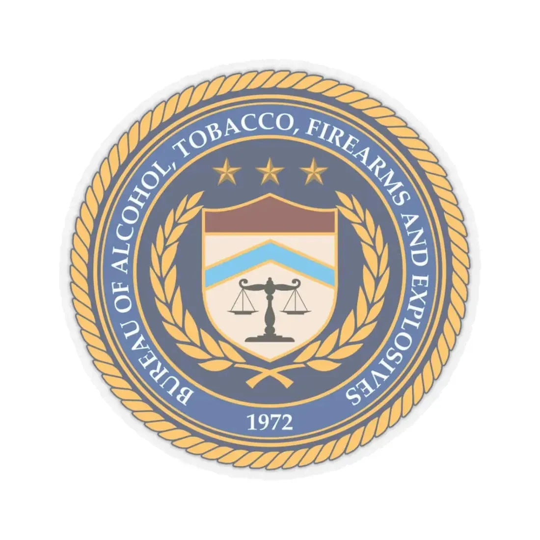 Seal of the Bureau of Alcohol Tobacco Firearms and Explosives - STICKER Vinyl Kiss-Cut Decal 3 Inch Transparent - The Sticker Space