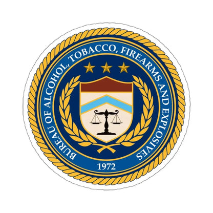 Seal of the Bureau of Alcohol Tobacco Firearms and Explosives - STICKER Vinyl Kiss-Cut Decal 3 Inch White - The Sticker Space