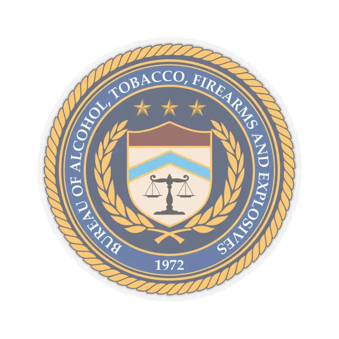 Seal of the Bureau of Alcohol Tobacco Firearms and Explosives - STICKER Vinyl Kiss-Cut Decal 4 Inch Transparent - The Sticker Space