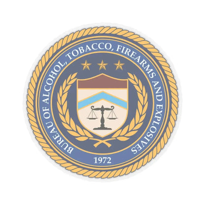 Seal of the Bureau of Alcohol Tobacco Firearms and Explosives - STICKER Vinyl Kiss-Cut Decal 4 Inch Transparent - The Sticker Space