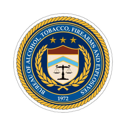 Seal of the Bureau of Alcohol Tobacco Firearms and Explosives - STICKER Vinyl Kiss-Cut Decal 4 Inch White - The Sticker Space