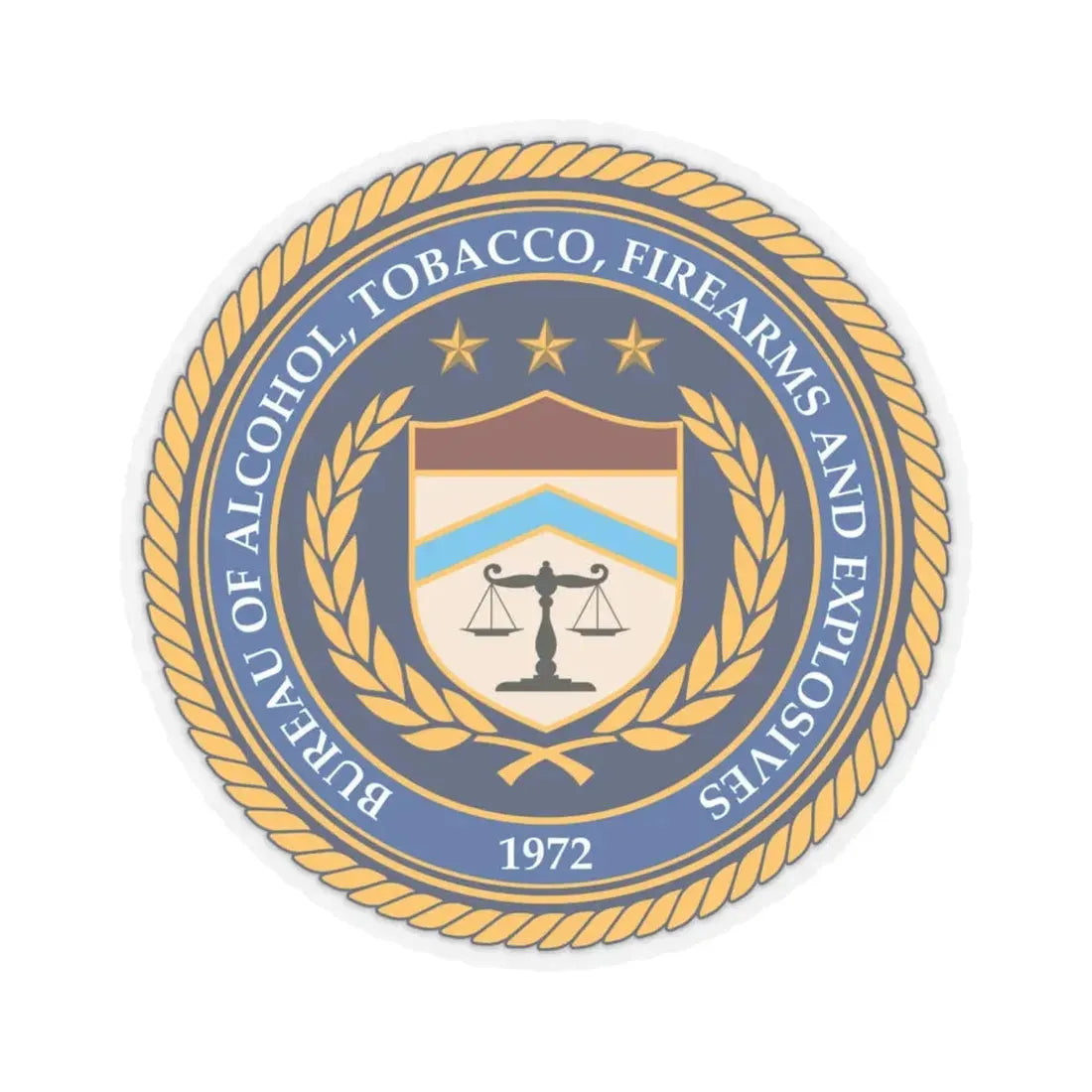 Seal of the Bureau of Alcohol Tobacco Firearms and Explosives - STICKER Vinyl Kiss-Cut Decal 6 Inch Transparent - The Sticker Space