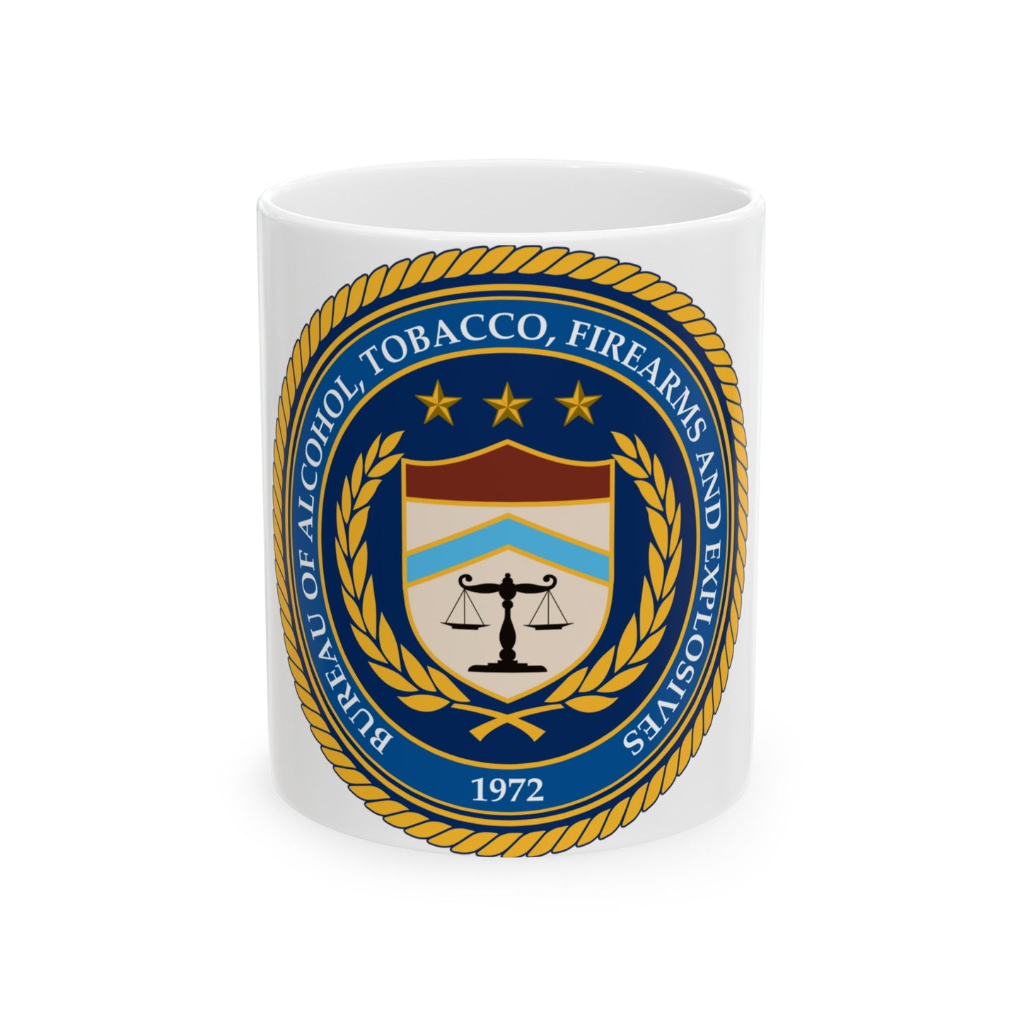 Seal of the Bureau of Alcohol Tobacco Firearms and Explosives - White Coffee Mug-The Sticker Space