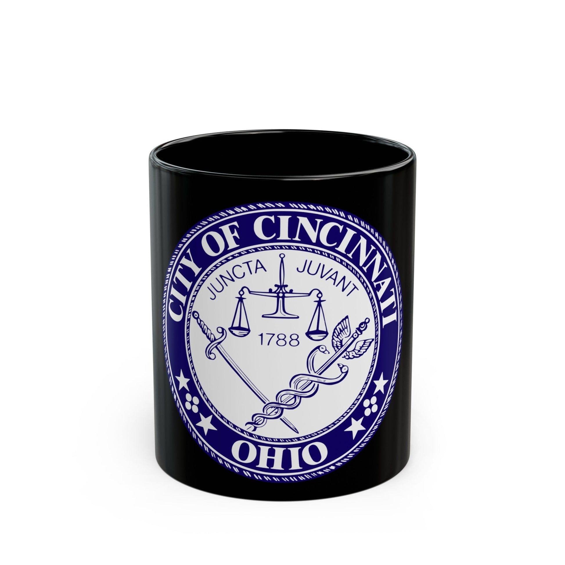 Seal of the City of Cincinnati - Black Coffee Mug-The Sticker Space