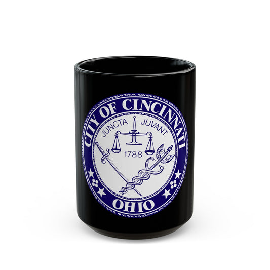 Seal of the City of Cincinnati - Black Coffee Mug-The Sticker Space