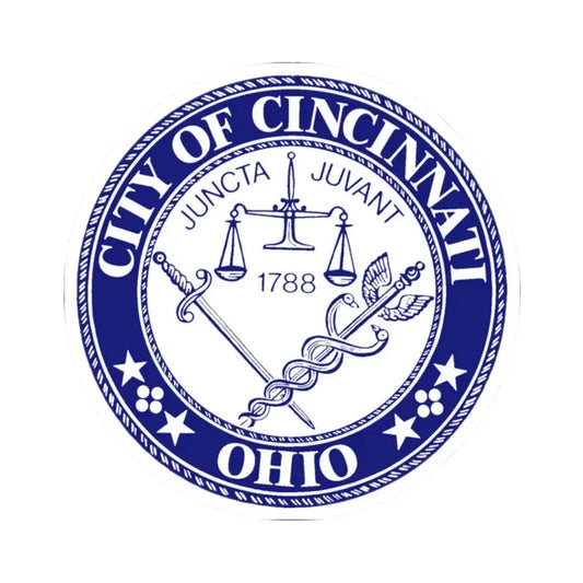 Seal of the City of Cincinnati (Ohio) - STICKER Vinyl Kiss-Cut Decal 2 Inch White - The Sticker Space