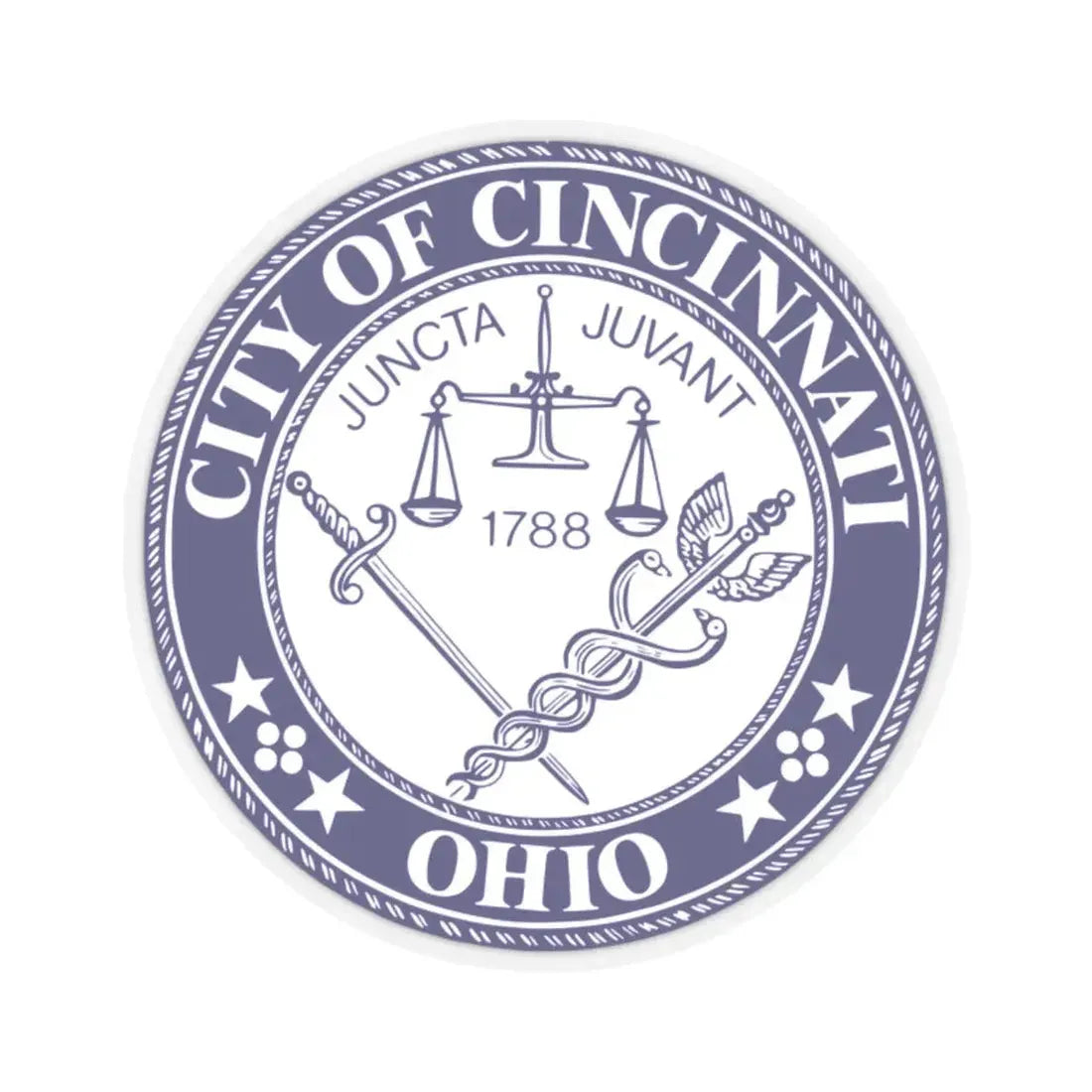 Seal of the City of Cincinnati - STICKER Vinyl Kiss-Cut Decal 2 Inch Transparent - The Sticker Space