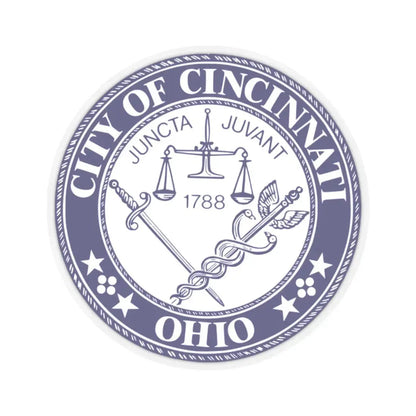 Seal of the City of Cincinnati - STICKER Vinyl Kiss-Cut Decal 2 Inch Transparent - The Sticker Space