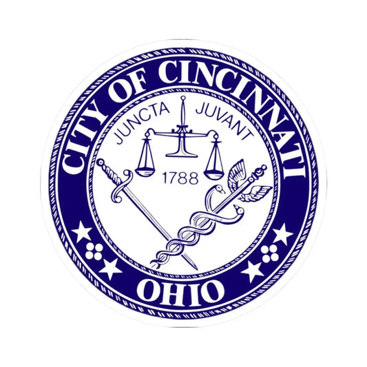 Seal of the City of Cincinnati - STICKER Vinyl Kiss-Cut Decal 2 Inch White - The Sticker Space