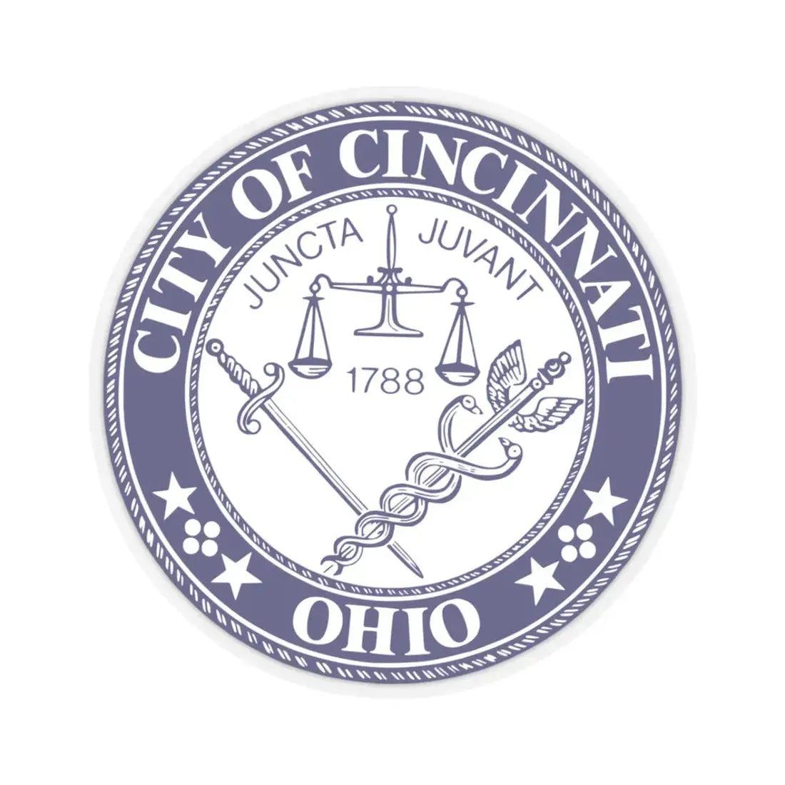 Seal of the City of Cincinnati - STICKER Vinyl Kiss-Cut Decal 3 Inch Transparent - The Sticker Space