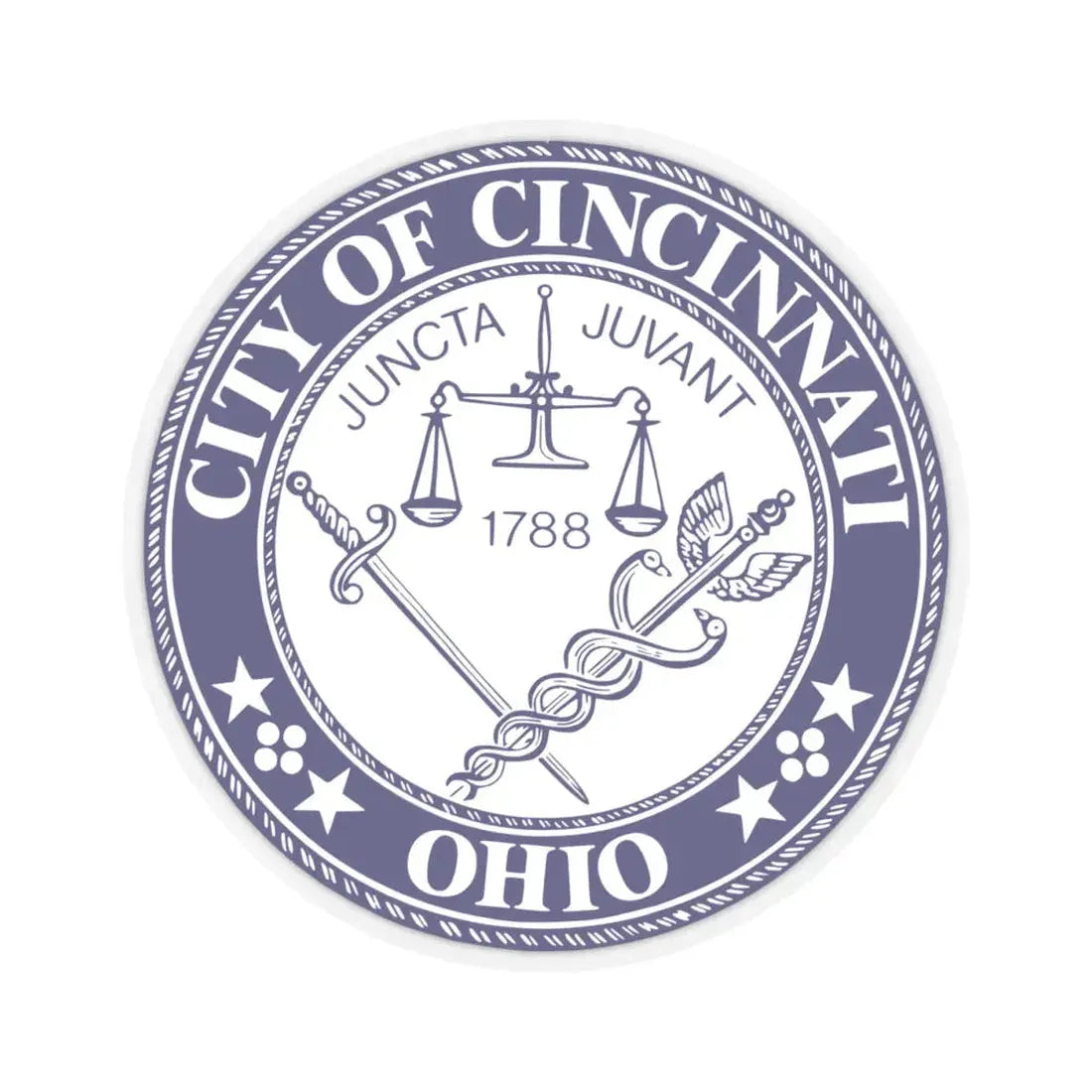 Seal of the City of Cincinnati - STICKER Vinyl Kiss-Cut Decal 4 Inch Transparent - The Sticker Space
