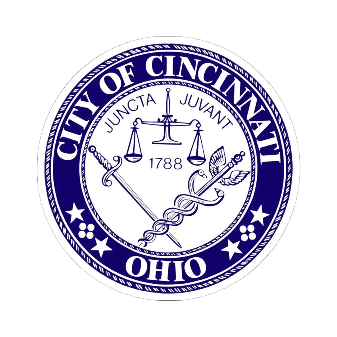 Seal of the City of Cincinnati - STICKER Vinyl Kiss-Cut Decal 4 Inch White - The Sticker Space