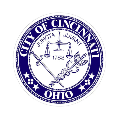 Seal of the City of Cincinnati - STICKER Vinyl Kiss-Cut Decal 4 Inch White - The Sticker Space