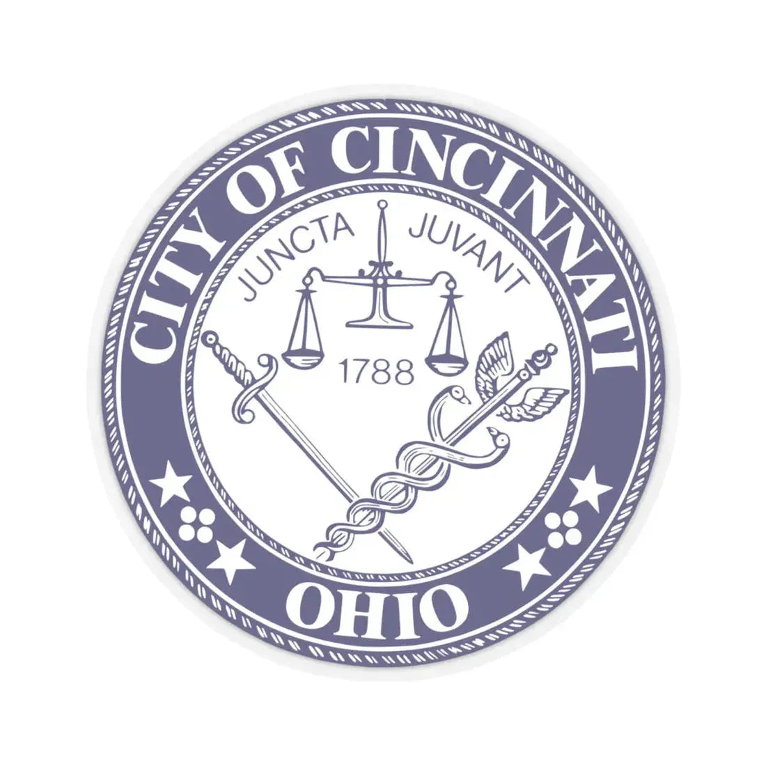 Seal of the City of Cincinnati - STICKER Vinyl Kiss-Cut Decal 6 Inch Transparent - The Sticker Space