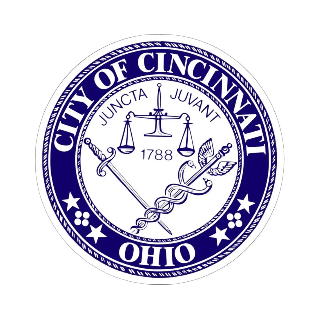 Seal of the City of Cincinnati - STICKER Vinyl Kiss-Cut Decal 6 Inch White - The Sticker Space