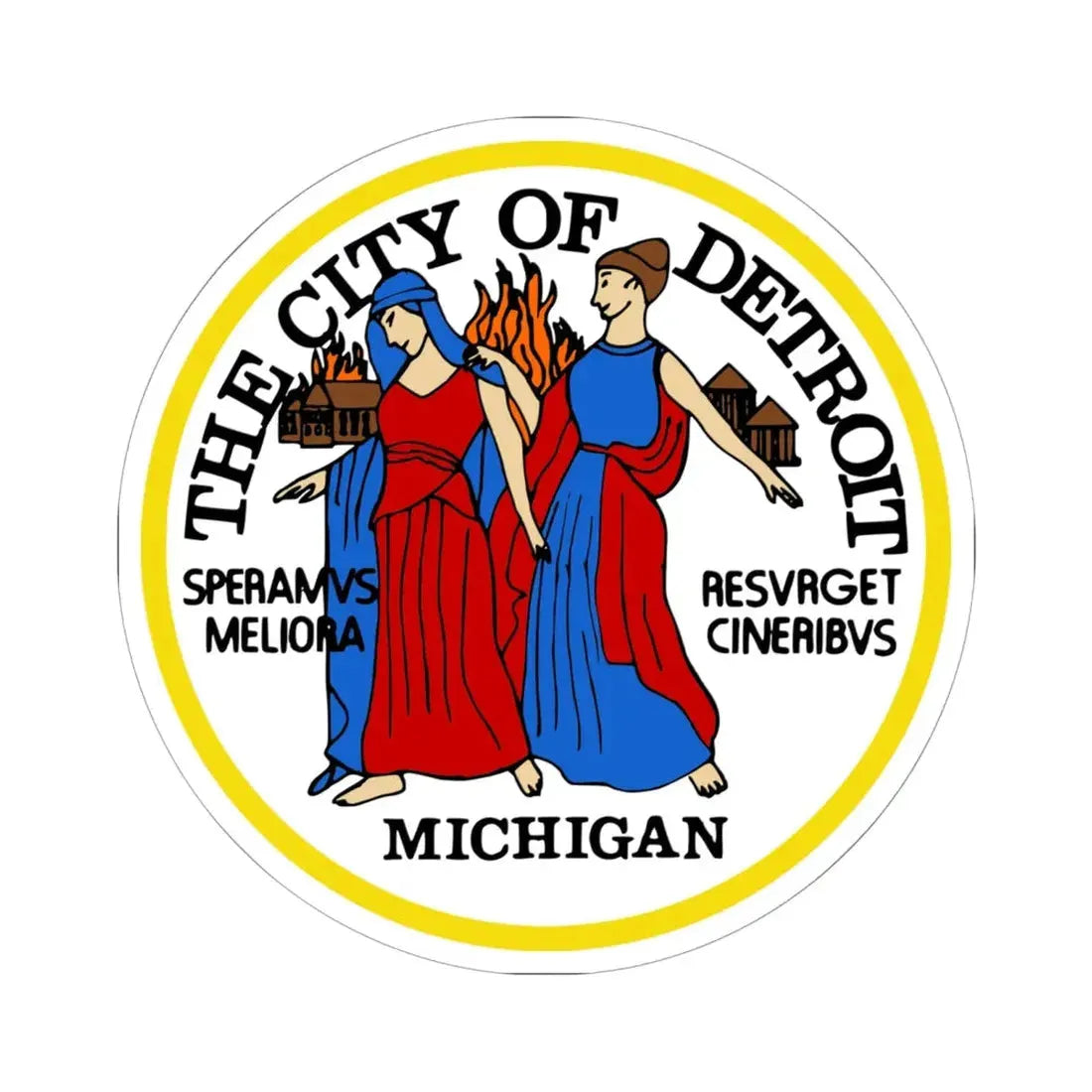 Seal of the City of Detroit (United States) STICKER Vinyl Kiss-Cut Decal 6 Inch White - The Sticker Space