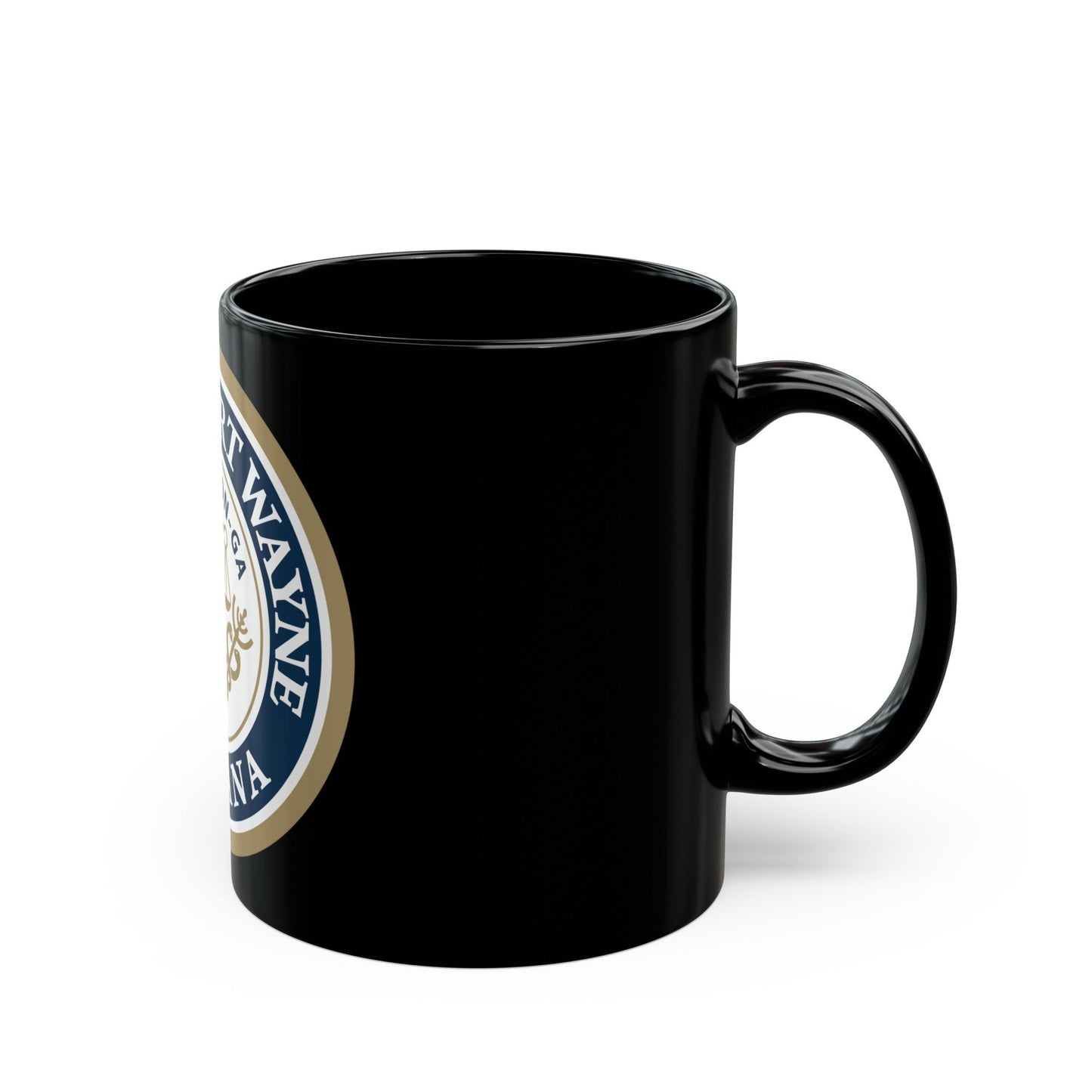 Seal of the City of Fort Wayne Indiana - Black Coffee Mug-The Sticker Space