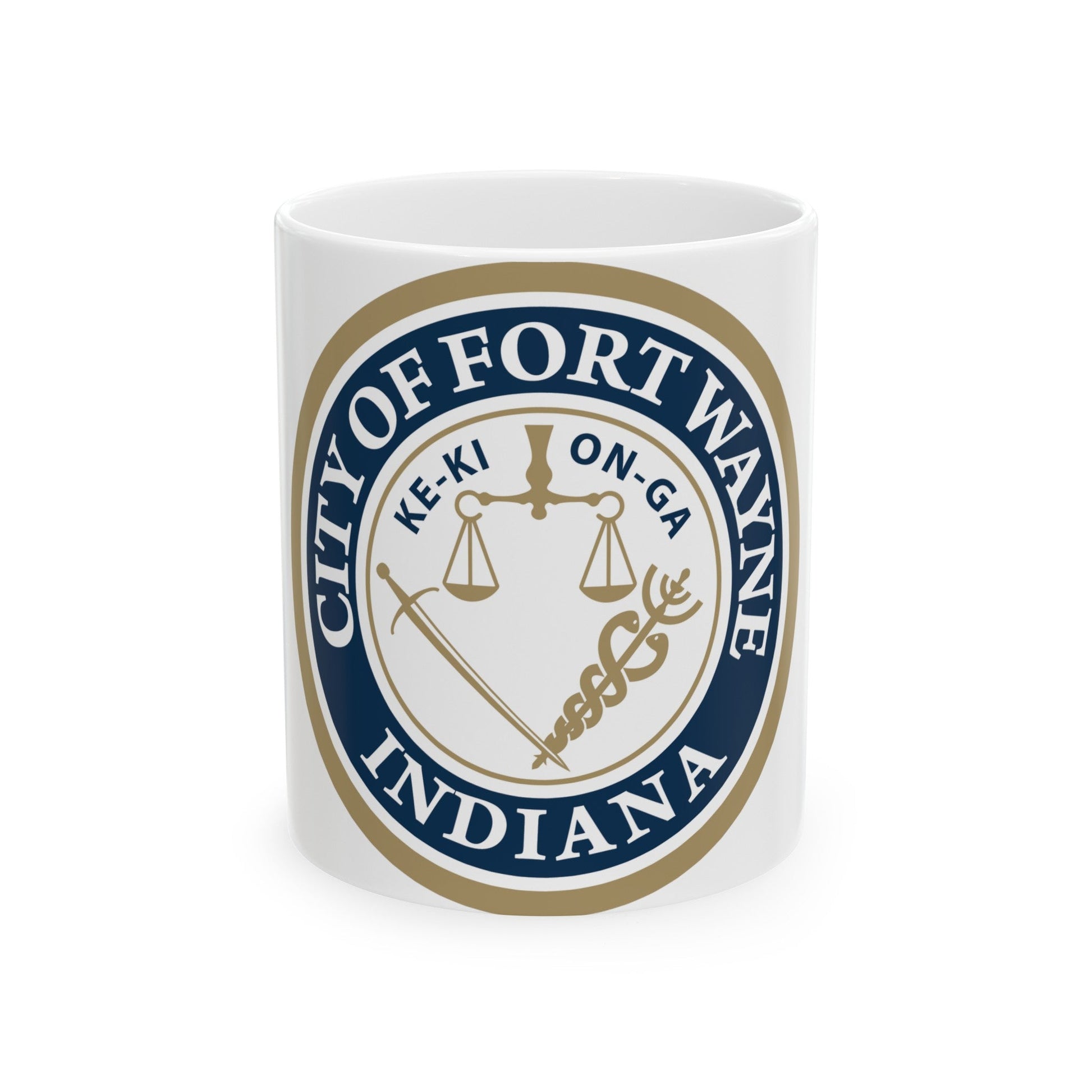 Seal of the City of Fort Wayne Indiana - White Coffee Mug-11oz-The Sticker Space