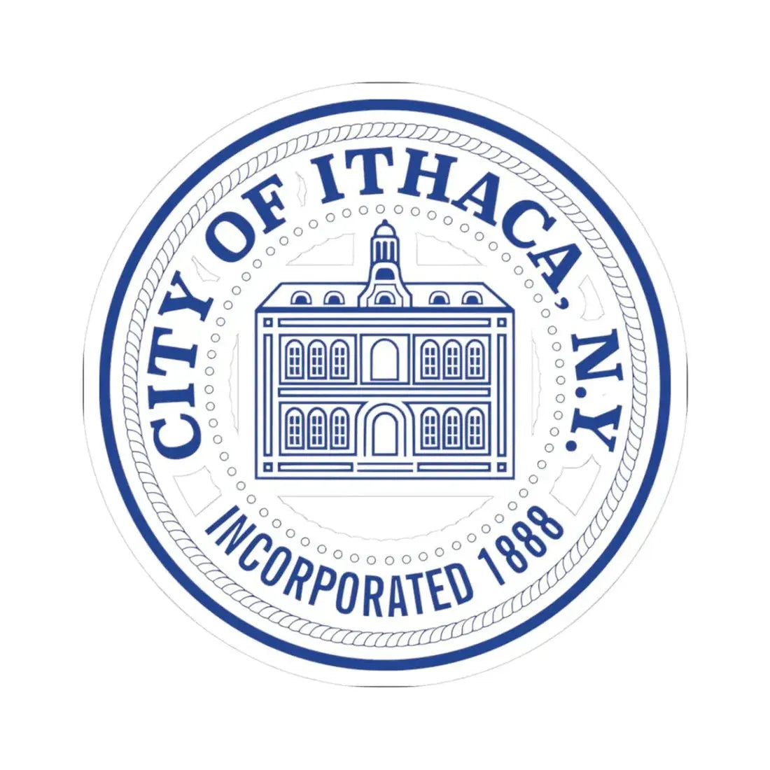 Seal of the City of Ithaca (United States) STICKER Vinyl Kiss-Cut Decal 3 Inch White - The Sticker Space