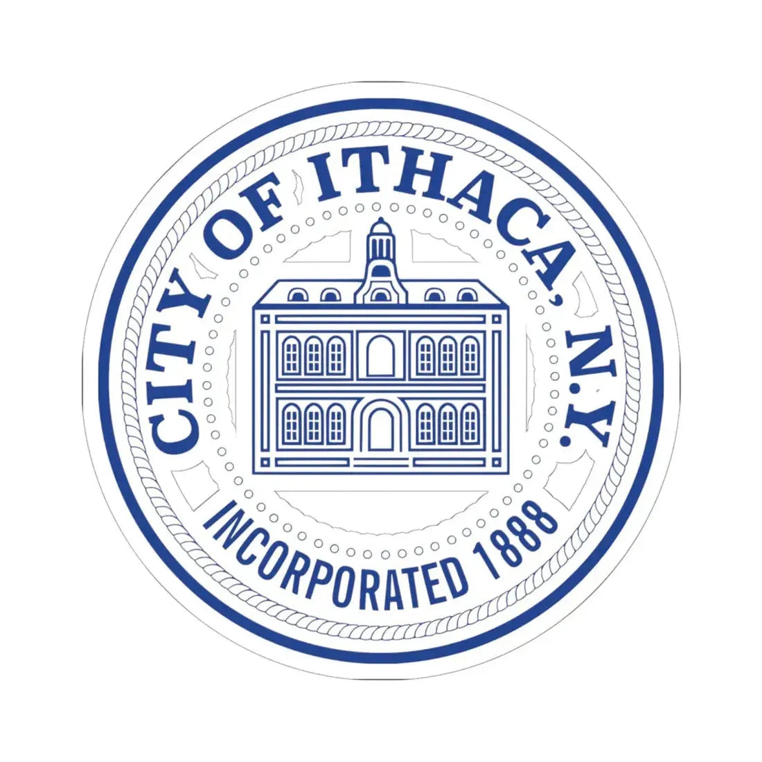 Seal of the City of Ithaca (United States) STICKER Vinyl Kiss-Cut Decal 6 Inch White - The Sticker Space