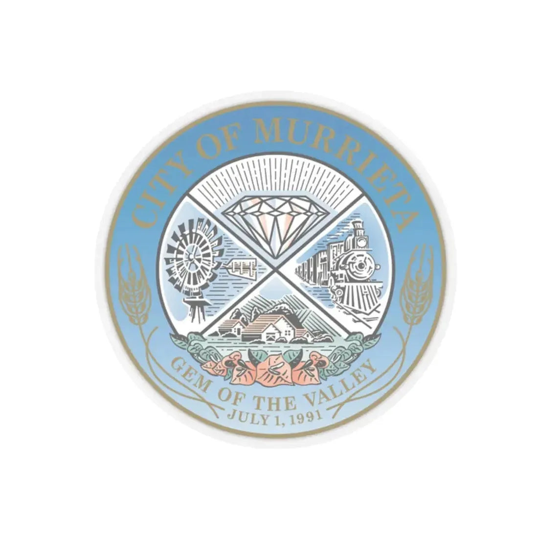 Seal of the City of Murrieta - STICKER Vinyl Kiss-Cut Decal 2 Inch Transparent - The Sticker Space