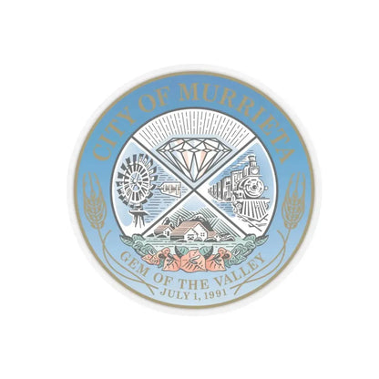Seal of the City of Murrieta - STICKER Vinyl Kiss-Cut Decal 6 Inch Transparent - The Sticker Space
