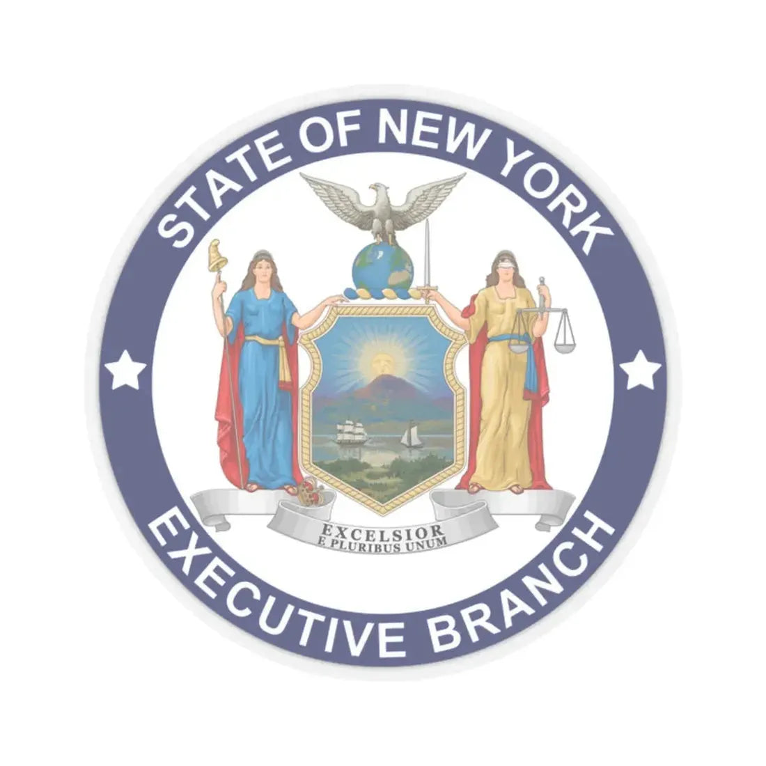 Seal of the Executive Branch of New York - STICKER Vinyl Kiss-Cut Decal 2 Inch Transparent - The Sticker Space