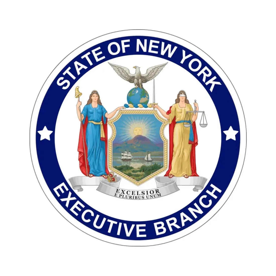 Seal of the Executive Branch of New York - STICKER Vinyl Kiss-Cut Decal 6 Inch White - The Sticker Space