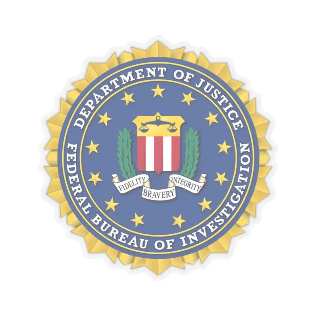 Seal of the Federal Bureau of Investigation - STICKER Vinyl Kiss-Cut Decal 2 Inch Transparent - The Sticker Space