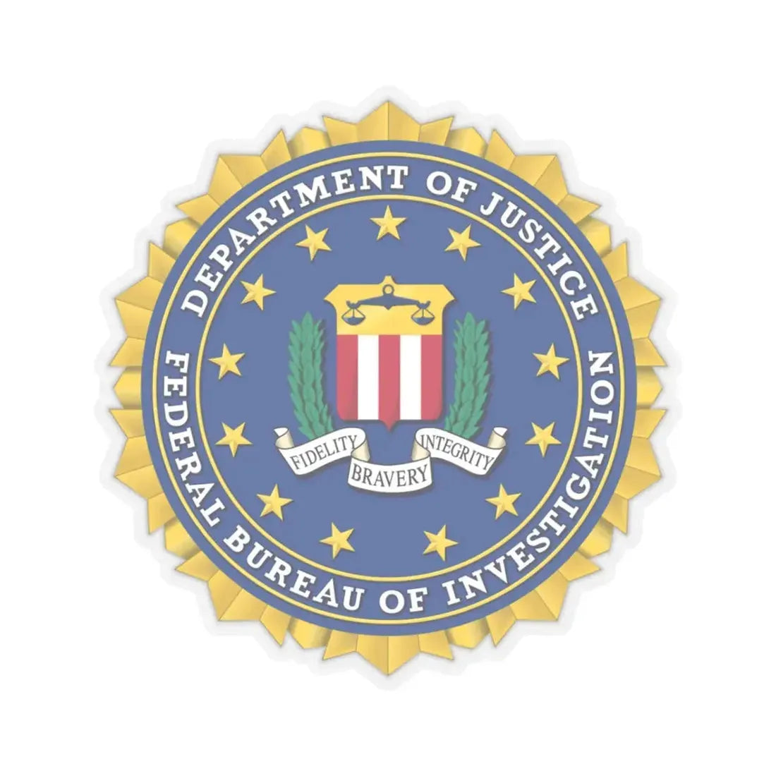 Seal of the Federal Bureau of Investigation - STICKER Vinyl Kiss-Cut Decal 3 Inch Transparent - The Sticker Space