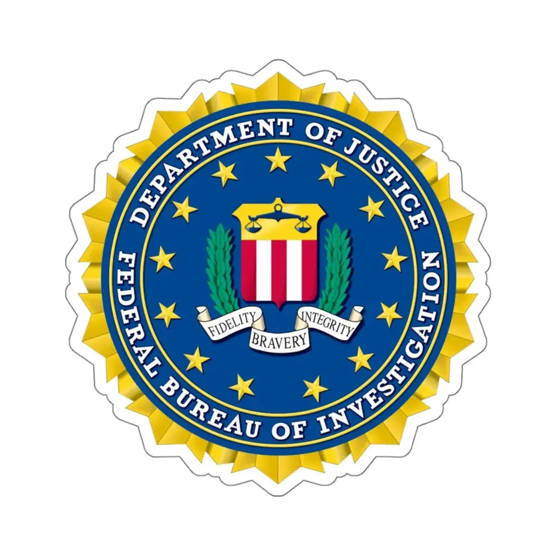Seal of the Federal Bureau of Investigation - STICKER Vinyl Kiss-Cut Decal 4 Inch White - The Sticker Space