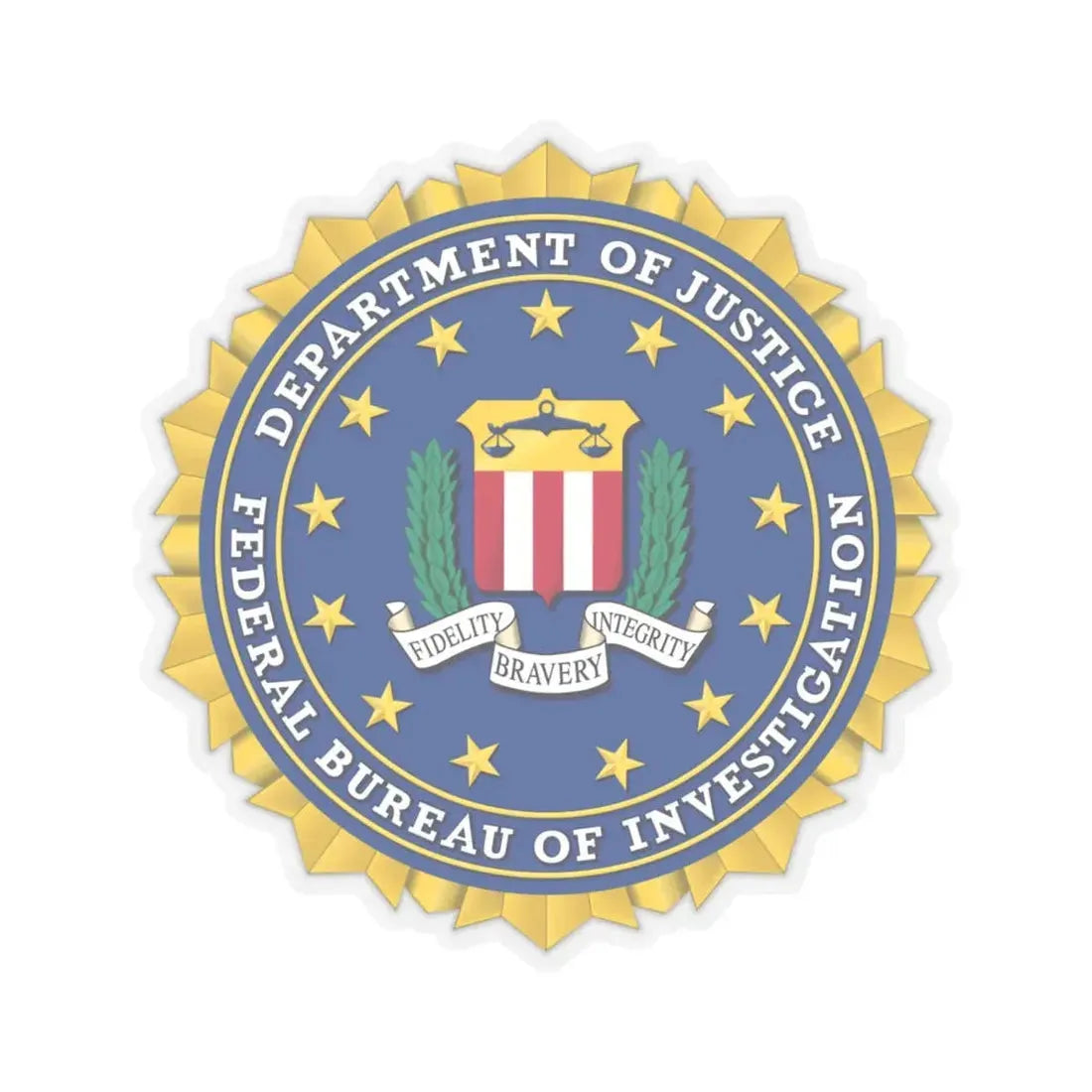 Seal of the Federal Bureau of Investigation - STICKER Vinyl Kiss-Cut Decal 6 Inch Transparent - The Sticker Space