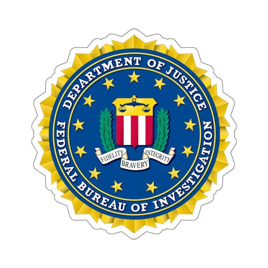 Seal of the Federal Bureau of Investigation - STICKER Vinyl Kiss-Cut Decal 6 Inch White - The Sticker Space