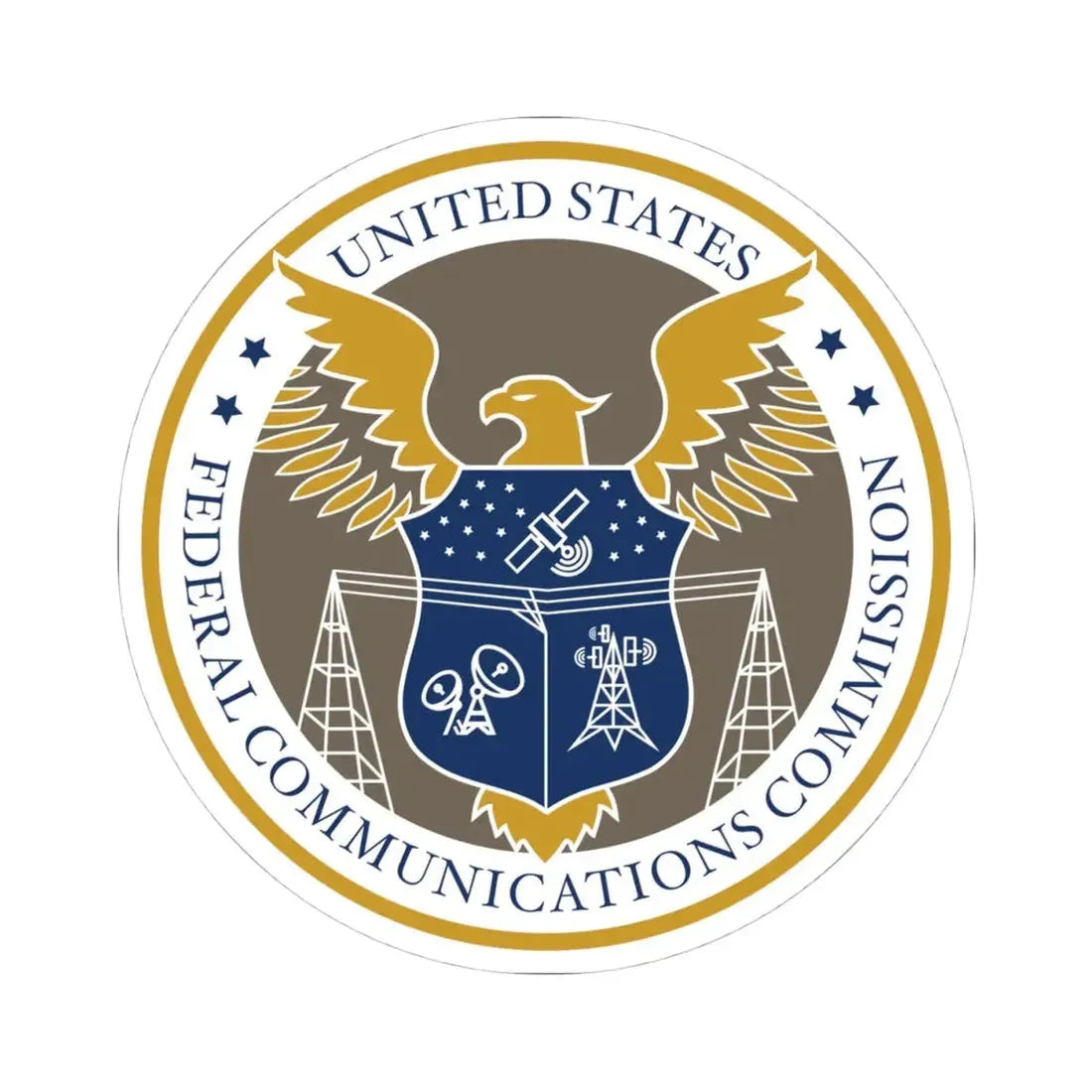 Seal of the Federal Communications Commission (United States) STICKER Vinyl Kiss-Cut Decal 4 Inch White - The Sticker Space