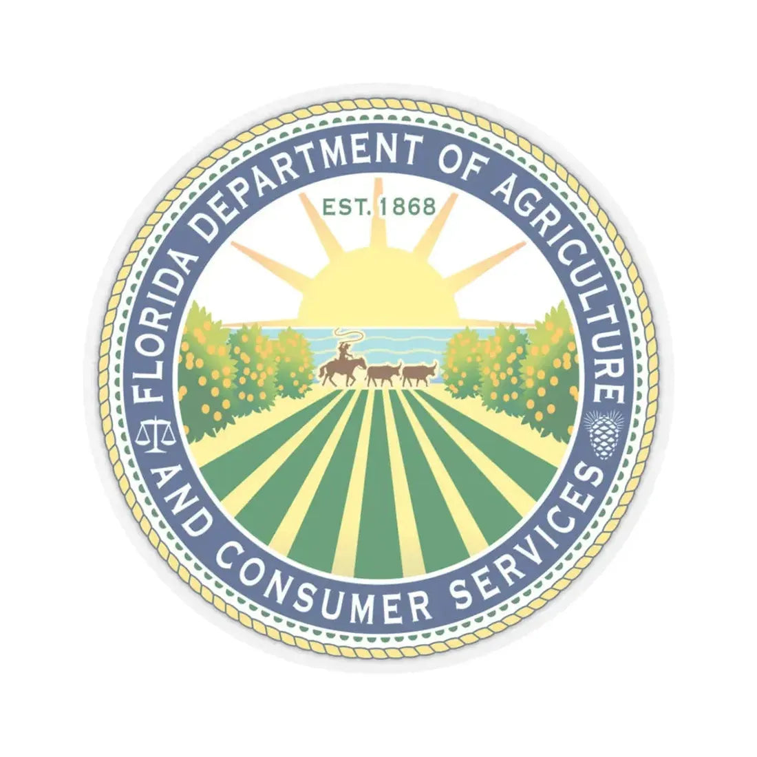 Seal of the Florida Department of Agriculture - STICKER Vinyl Kiss-Cut Decal 3 Inch Transparent - The Sticker Space