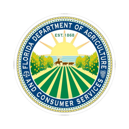 Seal of the Florida Department of Agriculture - STICKER Vinyl Kiss-Cut Decal 3 Inch White - The Sticker Space