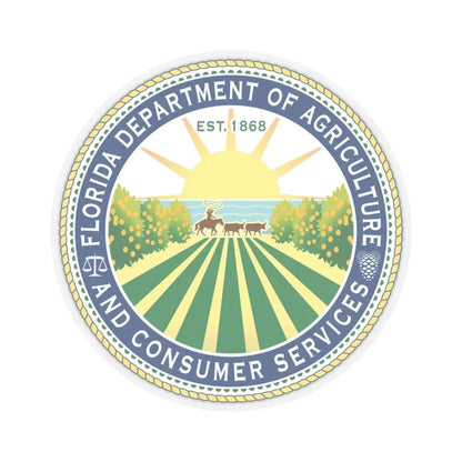 Seal of the Florida Department of Agriculture - STICKER Vinyl Kiss-Cut Decal 4 Inch Transparent - The Sticker Space