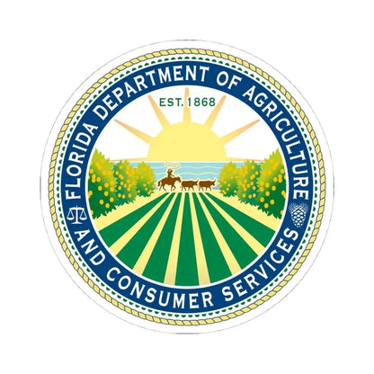 Seal of the Florida Department of Agriculture - STICKER Vinyl Kiss-Cut Decal 4 Inch White - The Sticker Space
