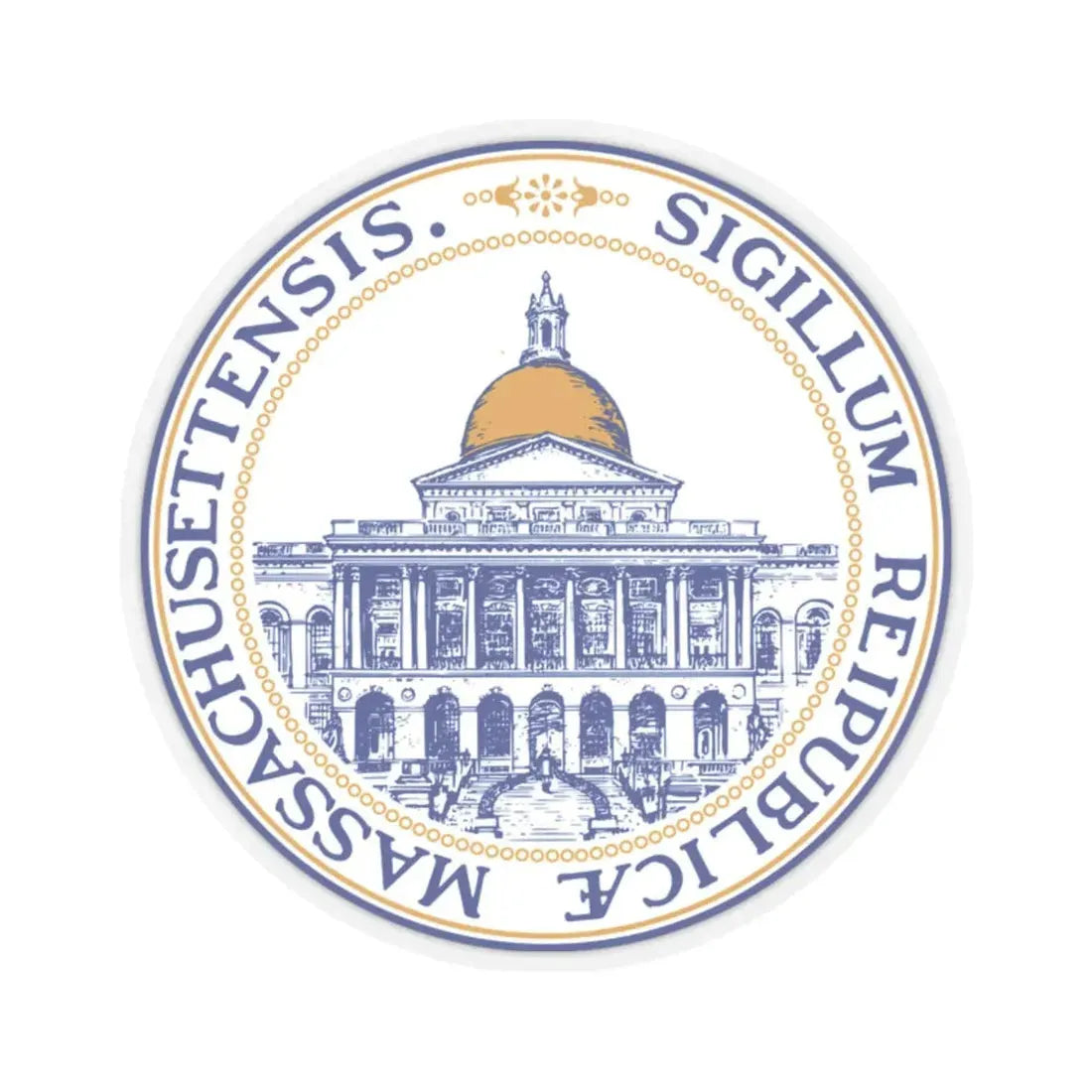 Seal of the General Court of Massachusetts v2 - STICKER Vinyl Kiss-Cut Decal 2 Inch Transparent - The Sticker Space