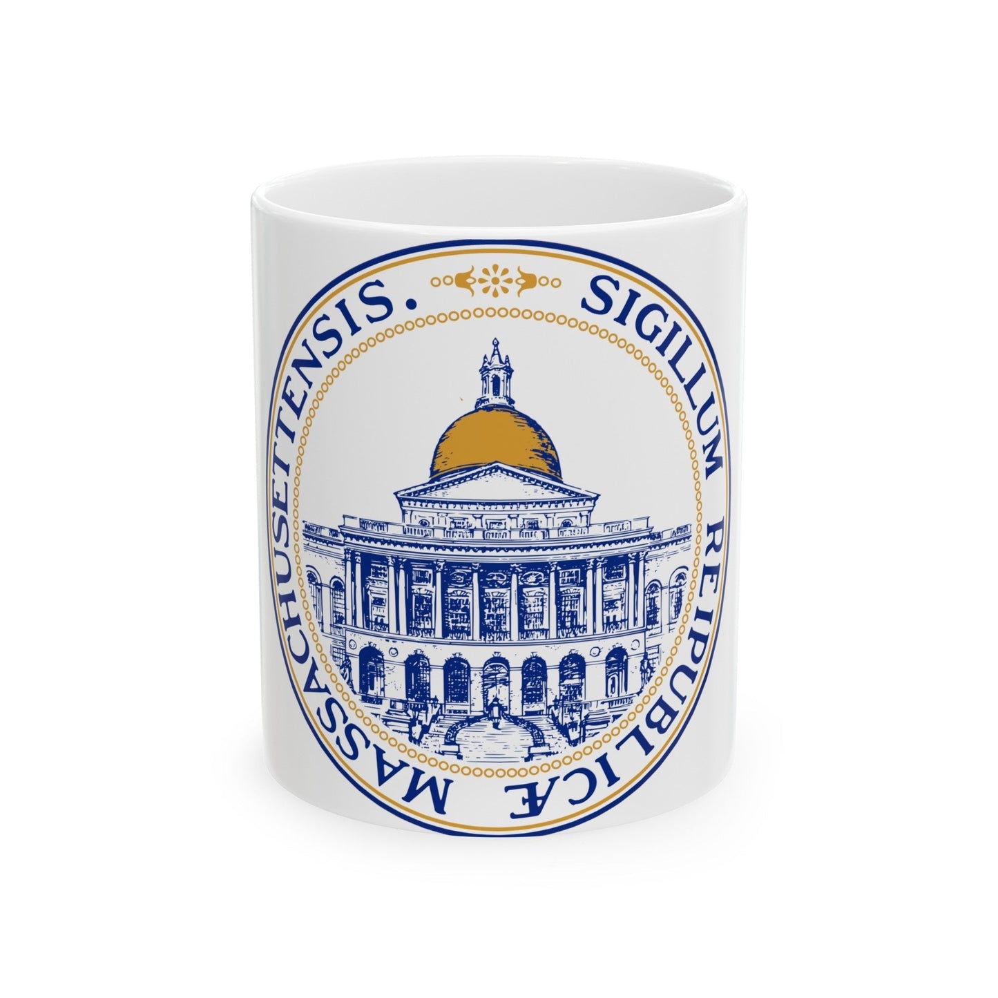 Seal of the General Court of Massachusetts v2 - White Coffee Mug-11oz-The Sticker Space