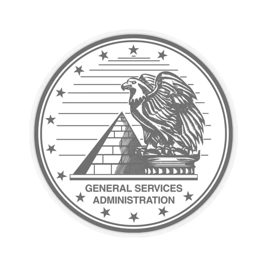Seal of the General Services Administration - STICKER Vinyl Kiss-Cut Decal 6 Inch Transparent - The Sticker Space