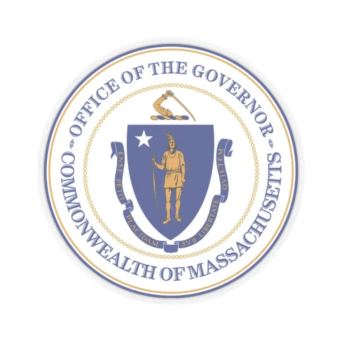 Seal of the Governor of Massachusetts - STICKER Vinyl Kiss-Cut Decal 2 Inch Transparent - The Sticker Space