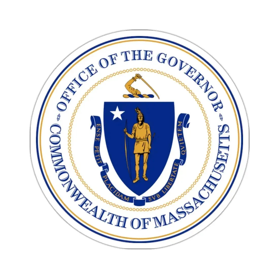 Seal of the Governor of Massachusetts - STICKER Vinyl Kiss-Cut Decal 2 Inch White - The Sticker Space