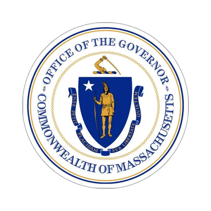 Seal of the Governor of Massachusetts - STICKER Vinyl Kiss-Cut Decal 3 Inch White - The Sticker Space