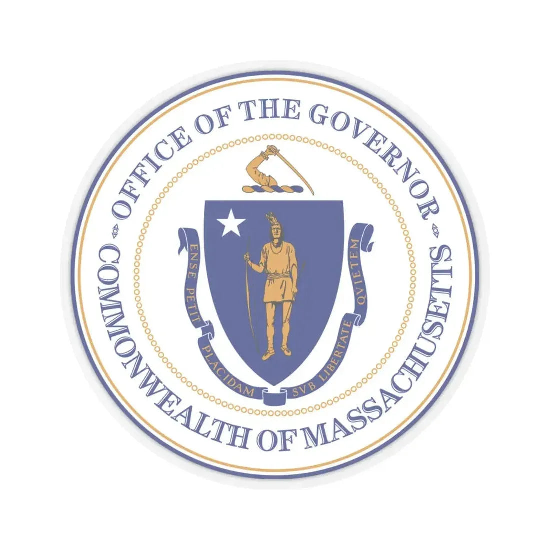Seal of the Governor of Massachusetts - STICKER Vinyl Kiss-Cut Decal 4 Inch Transparent - The Sticker Space