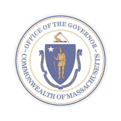 Seal of the Governor of Massachusetts - STICKER Vinyl Kiss-Cut Decal 4 Inch Transparent - The Sticker Space