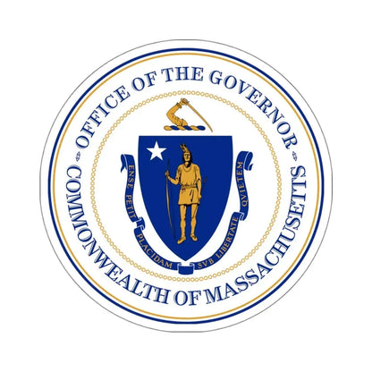 Seal of the Governor of Massachusetts - STICKER Vinyl Kiss-Cut Decal 4 Inch White - The Sticker Space