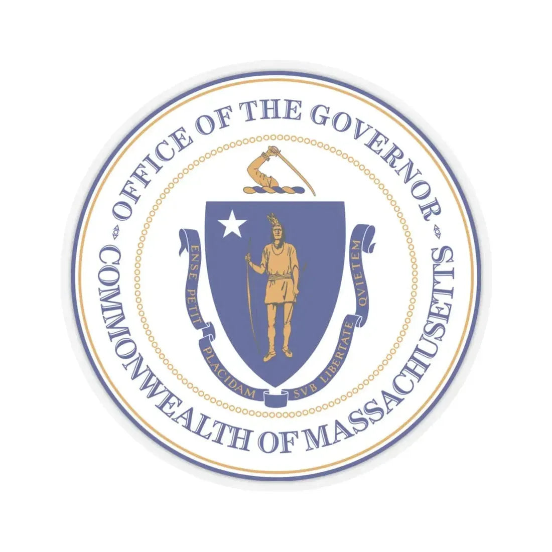 Seal of the Governor of Massachusetts - STICKER Vinyl Kiss-Cut Decal 6 Inch Transparent - The Sticker Space