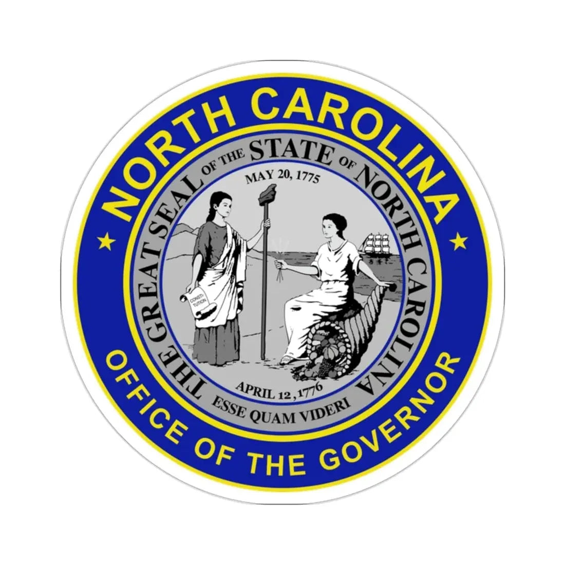 Seal of the Governor of North Carolina STICKER Vinyl Die-Cut Decal 2 Inch - The Sticker Space