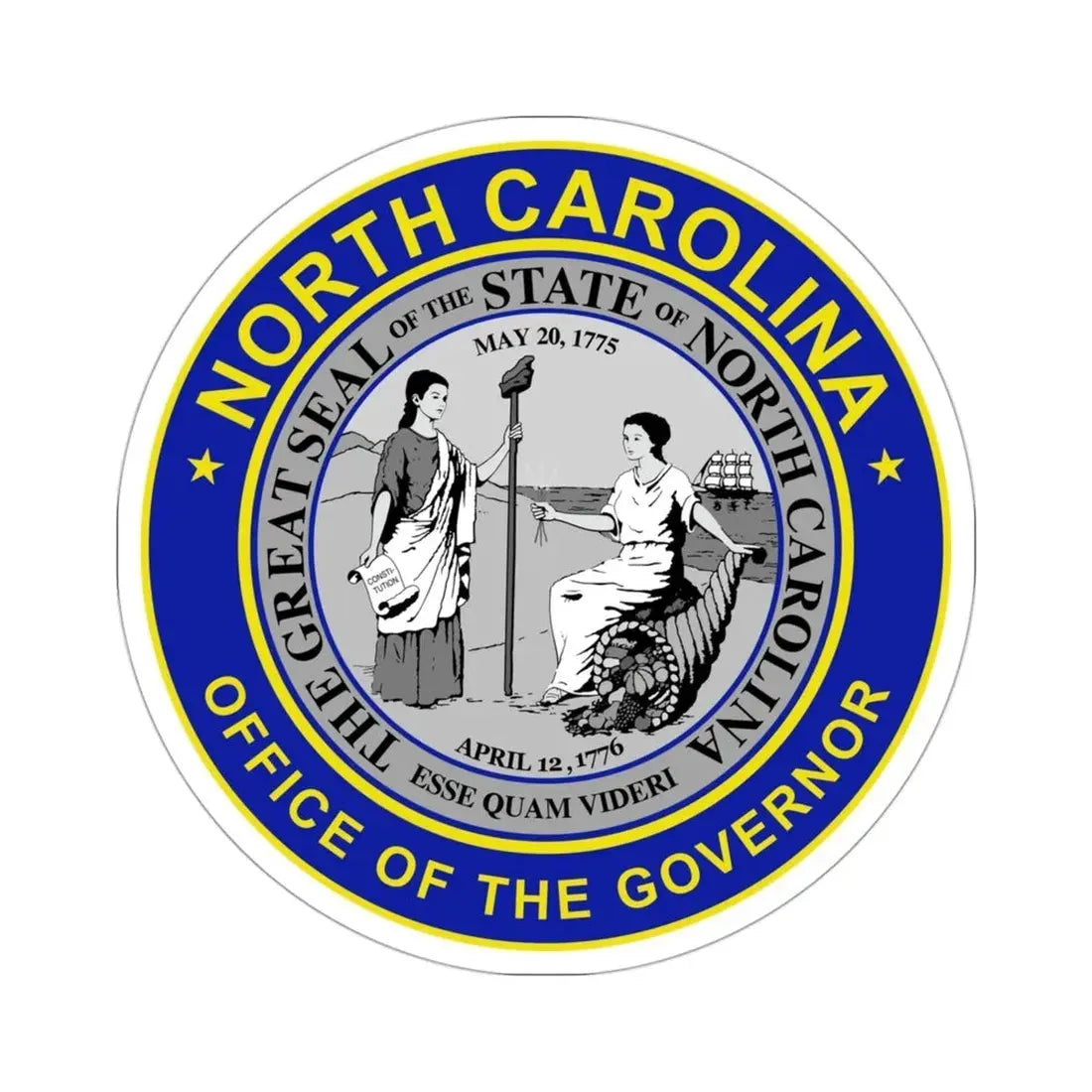 Seal of the Governor of North Carolina STICKER Vinyl Die-Cut Decal 3 Inch - The Sticker Space